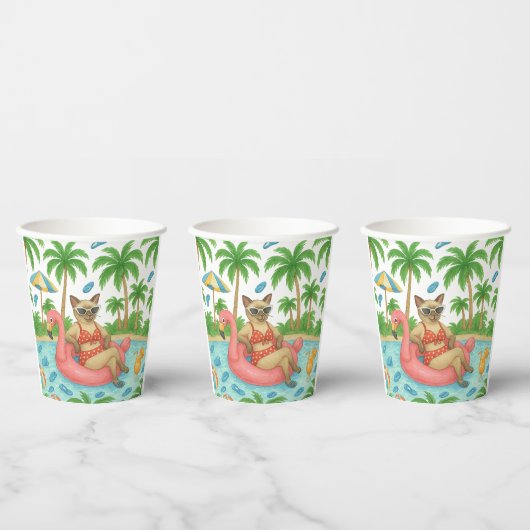 Pool Party for Siamese Cat lovers  Papieren Bekers (Multi)