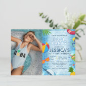 Pool Party Foto Splish Splash Pool Verjaardag Kaart (Staand voorkant)