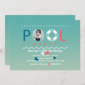 Pool Party Foto uitnodiging (Voorkant / Achterkant)