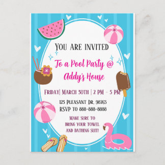 Pool Party Fun! Birthday Pool Party! Feestdagenkaart