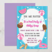 Pool Party Fun! Birthday Pool Party! Kaart (Voorkant / Achterkant)