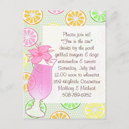 Pool Party, Fun in sun-uitnodiging Uitnodiging Briefkaart (Voorkant)