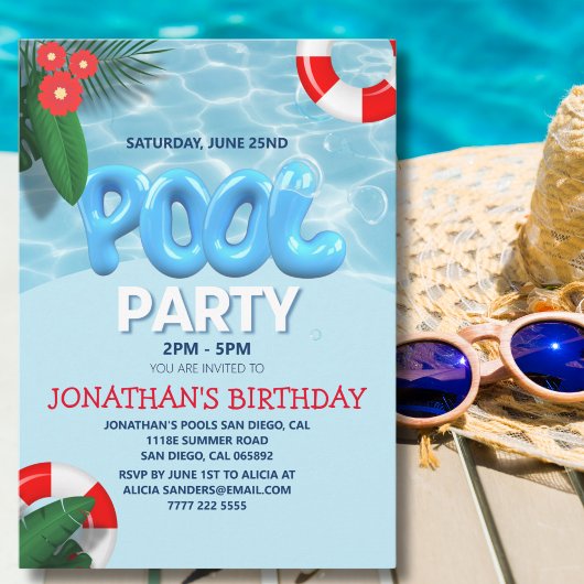 Pool Party fun Summer Birthday Kaart