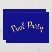 POOL PARTY Fun Text Moderne Marine Blauwe Achtergr (Voorkant / Achterkant)