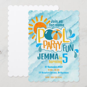 Pool Party Fun Verjaardag Uitnodigen Kaart