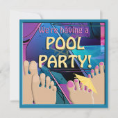 Pool Party Funny Feet Cocktail Cute Invitation Kaart (Voorkant)