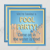 Pool Party Funny Feet Invitation Kaart (Voorkant / Achterkant)