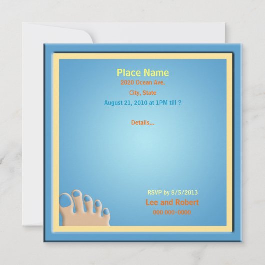 Pool Party Funny Feet Invitation Kaart (Achterkant)