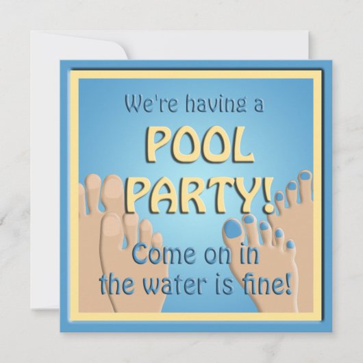 Pool Party Funny Feet Invitation Kaart (Voorkant)