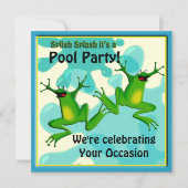 Pool Party Funny Frogs Invitation Kaart (Voorkant)