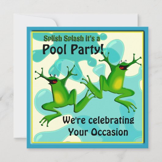 Pool Party Funny Frogs Invitation Kaart (Voorkant)