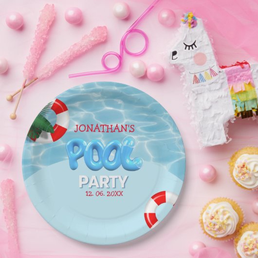 Pool Party funny Summer Birthday Papieren Bordje (Feest)