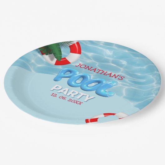 Pool Party funny Summer Birthday Papieren Bordje (Gekanteld)