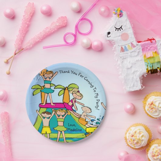 Pool Party Gepersonaliseerd Bedankt Verjaardagspap Papieren Bordje (Feest)