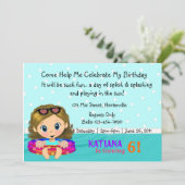 Pool Party Girl Kaart (Staand voorkant)