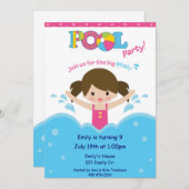 Pool Party - Girl Kaart (Voorkant / Achterkant)