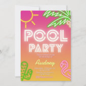 Pool Party Girl Verjaardag Uitnodiging (Voorkant)