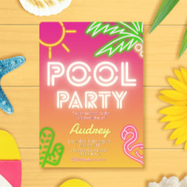 Pool Party Girl Verjaardag Uitnodiging