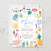 Pool Party Girl's Verjaardagsfeestje Magnetische Uitnodiging (Voorkant)