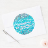 Pool Party Glitter Verjaardagsgunst Ronde Sticker (Envelop)