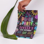 Pool Party Glow Party bewerkbare uitnodiging