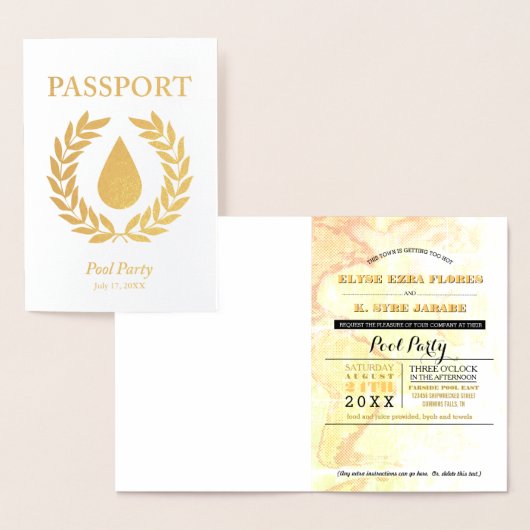 Pool Party Gold Foil Passport Folie Kaarten (Display)