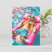Pool Party Golden Retriever Kaart (Staand voorkant)