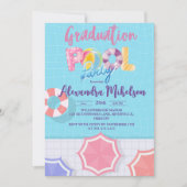 Pool Party Graduation Party Dark Blue Background Kaart (Voorkant)