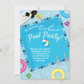 Pool Party Graduation Party Dark Blue Background Kaart (Voorkant)