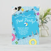 Pool Party Graduation Party Dark Blue Background Kaart (Staand voorkant)