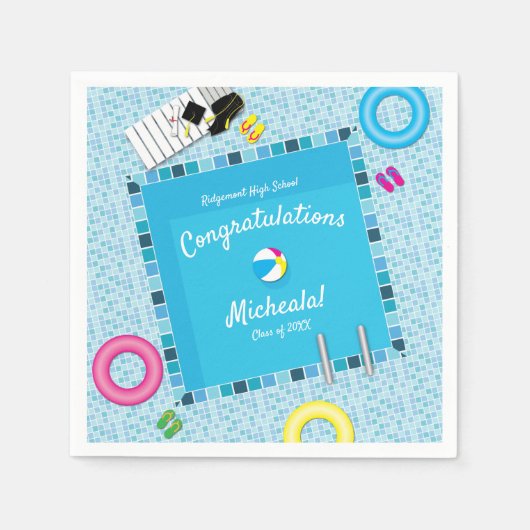 Pool Party Graduation Party Servet (Voorkant)