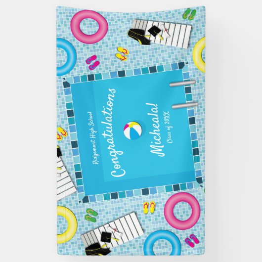 Pool Party Graduation Party Spandoek (Verticaal)