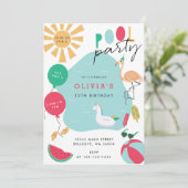 Pool Party helder verjaardagsfeestje Kaart (Staand voorkant)