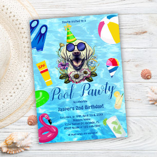 Pool Party Hond Verjaardag Kaart
