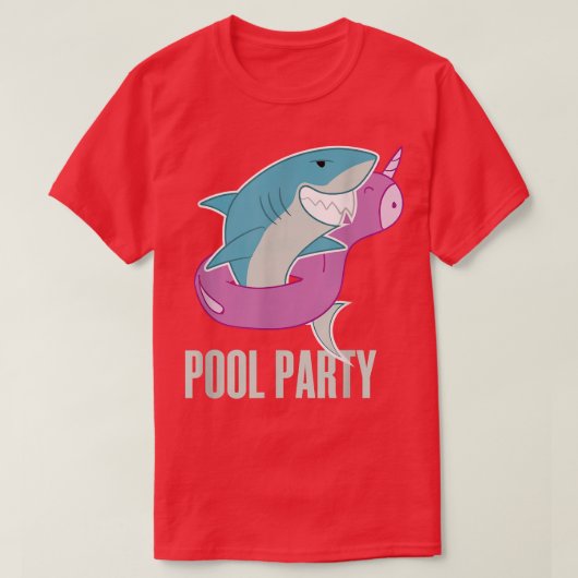 Pool Party Inflatable Unicorn Float Funny Shark Sw T-shirt (Design voorkant)