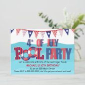 Pool Party Invitation 4e juli Kaart (Staand voorkant)