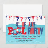 Pool Party Invitation 4e juli Kaart (Voorkant / Achterkant)