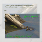 Pool Party Invitation - Basking Turtle Kaart (Voorkant / Achterkant)