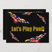 Pool Party Invitation - Billiards Kaart (Voorkant / Achterkant)