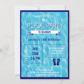 Pool Party Invitation Blue Kaart (Voorkant)