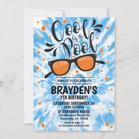 Pool Party Invitation Boy Cool van Pool Party by P Kaart (Voorkant)