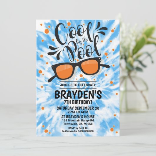 Pool Party Invitation Boy Cool van Pool Party by P Kaart (Staand voorkant)