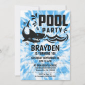 Pool Party Invitation Boy Tie Dye Pool Party Shark Kaart (Voorkant)