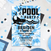 Pool Party Invitation Boy Tie Dye Pool Party Shark Kaart