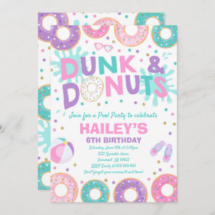 Pool Party Invitation Dunk and Donuts Pool Party Kaart