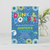 Pool Party Invitation Dunk and Donuts Pool Party Kaart (Staand voorkant)
