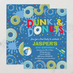 Pool Party Invitation Dunk and Donuts Pool Party Kaart