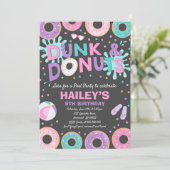 Pool Party Invitation Dunk and Donuts Pool Party Kaart (Staand voorkant)