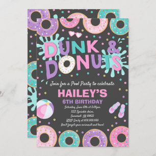 Pool Party Invitation Dunk and Donuts Pool Party Kaart