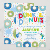 Pool Party Invitation Dunk and Donuts Pool Party Kaart (Voorkant / Achterkant)